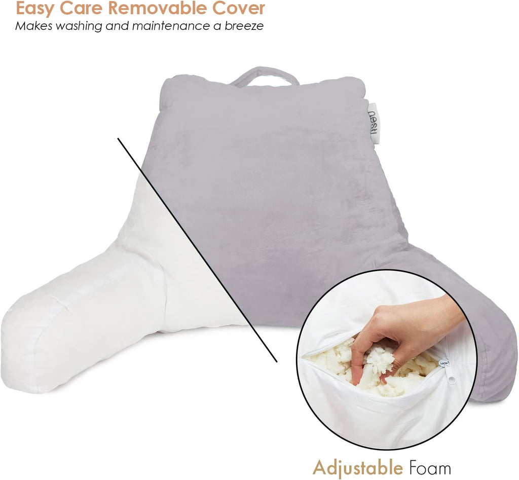 Nestl Reading Pillow with Shredded Memory Foam, Designed for Sitting Up in Bed and Couch, Back and Arms Adjustable Support for Adult &…