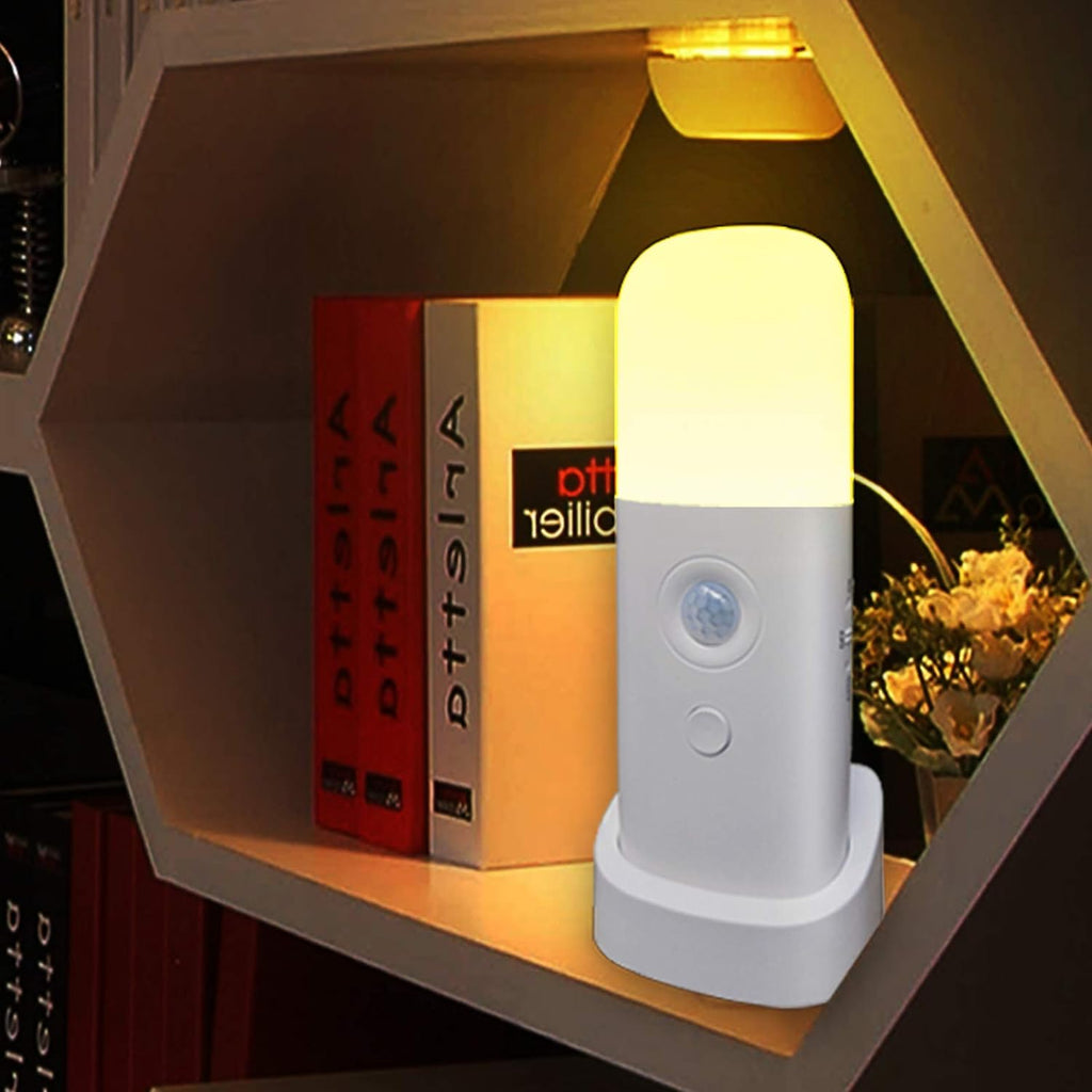 CREWEEL Motion Sensor Night Light, Dimmable Night Lights with 5 Brightness Levels, 2000mAh Rechargeable Battery Operated Light, Portable…