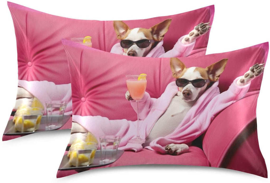 YETTASBIN Relaxing Dog Satin Pillowcase, Soft Breathable Silk Pillow Case with Envelope Closure for Hair and Skin, Standard Size 26 x 20…