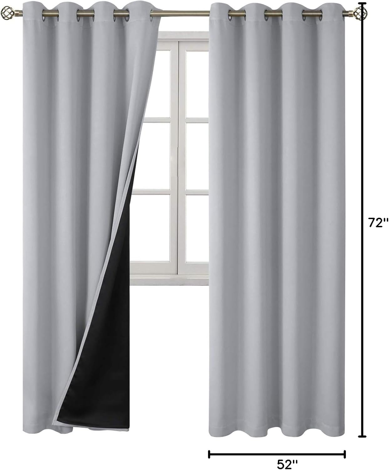 BGment 100% Blackout Curtains for Bedroom with Black Liner, Thermal Insulated Thick Double Layers Total Light Blocking Grommet Window Curta…
