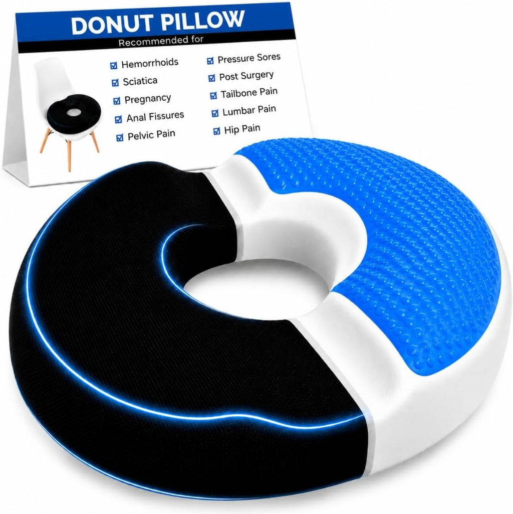 AnboCare Donut Gel Sitting Pillow - Orthopedic Memory Foam for Tailbone Pain, Hemorrhoid, Bed Sores, Postpartum, Prostate, Coccyx & Sciatic…