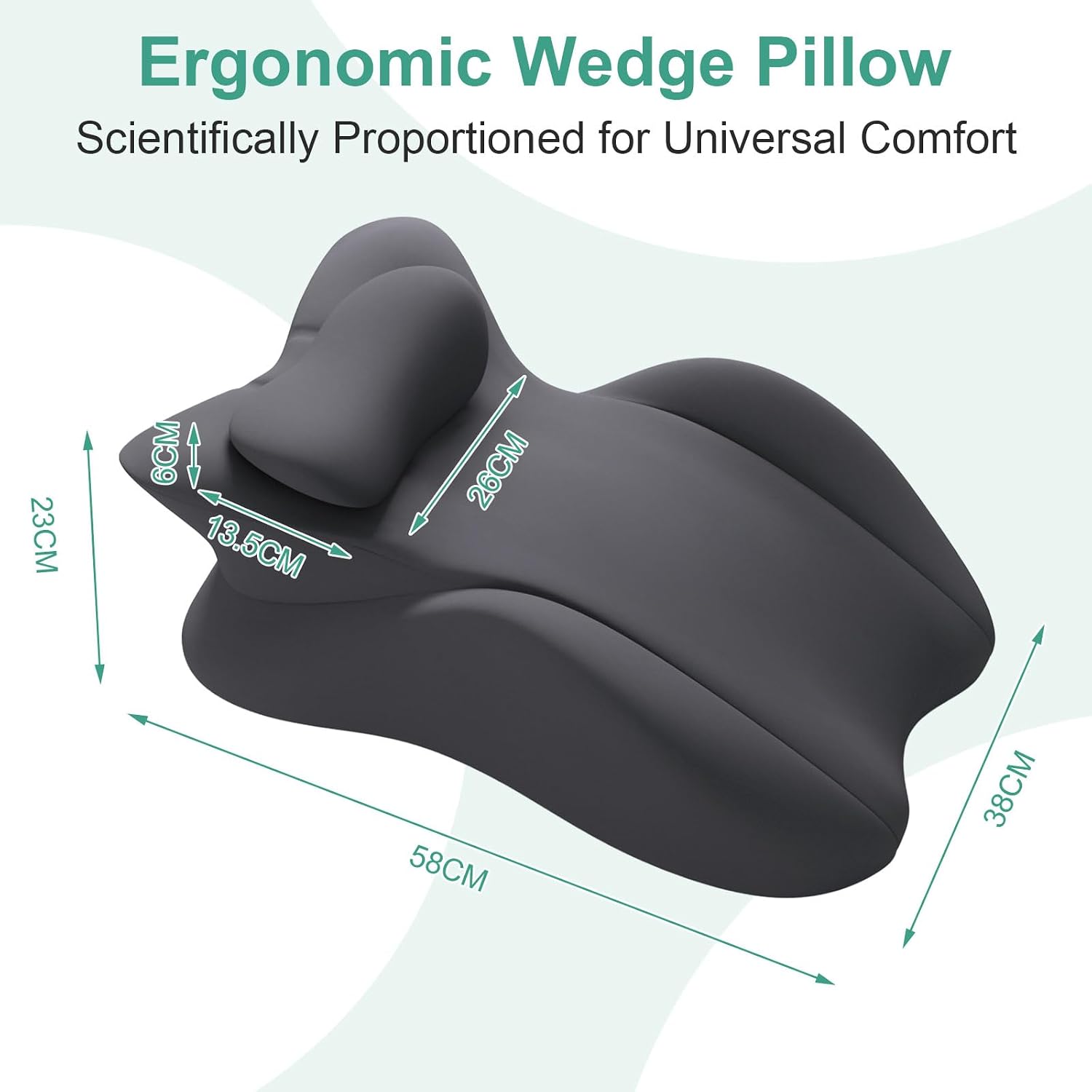 Memory Foam Wedge Pillow, Prone Pillow for Headboard and Bed, Multifunctional Reading Pillow Ergonomic Support for Back Pain, Acid…