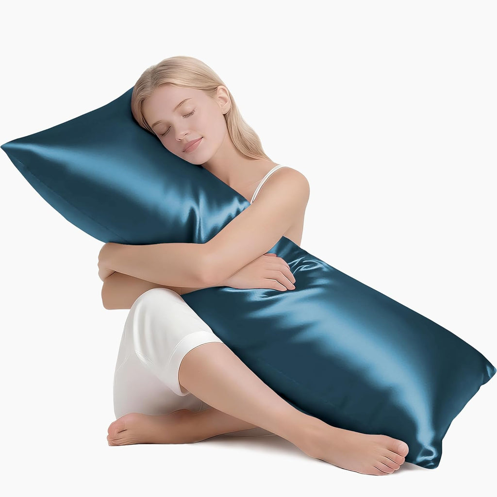 MR&HM Satin Body Pillow Cover, Soft and Breathable Body Pillow Case with Envelope Closure, Cooling and Silky Long Pillowcase for Hair and…
