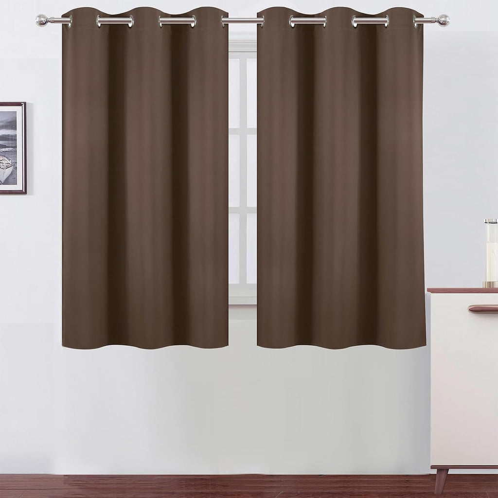 Lemomo Chocolate Brown Blackout Curtains 42 x 54 Inch Length Set of 2 Panels Grommet Bedroom Curtains for Living Room 54 Inch silver