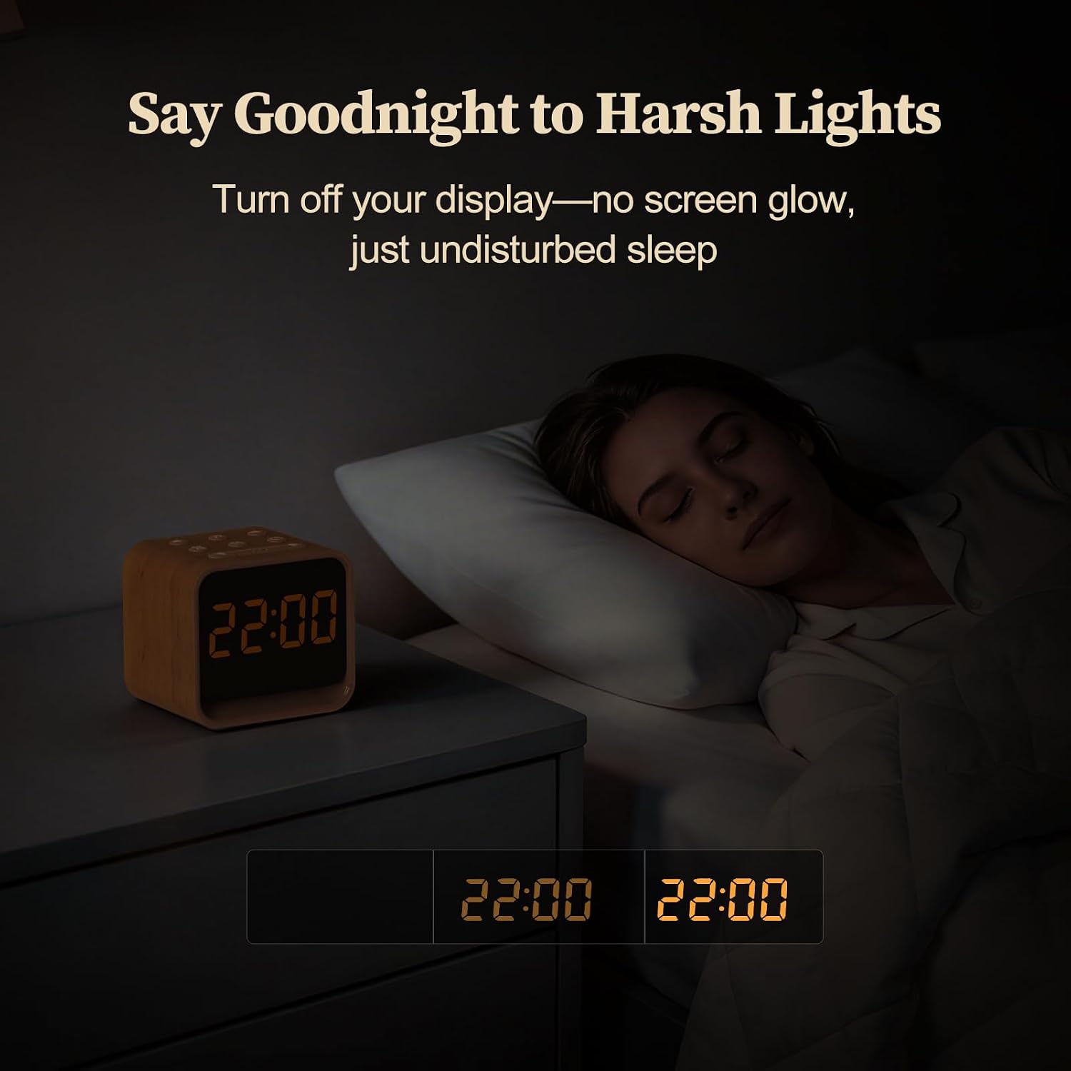 Housbay Wooden Sound Machine Alarm Clock for Bedrooms - Gentle Wake-Up with Birdsong, White Noise for Sleeping, Small Digital Clock for…