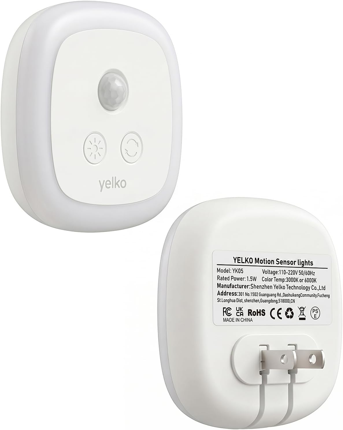 YELKO Motion Sensor Night Light, 5-Level Dimmable with Dusk to Dawn Sensor, Plug in Warm White Anti-Glare LED, Cozy Soft Glow, Adjustable…