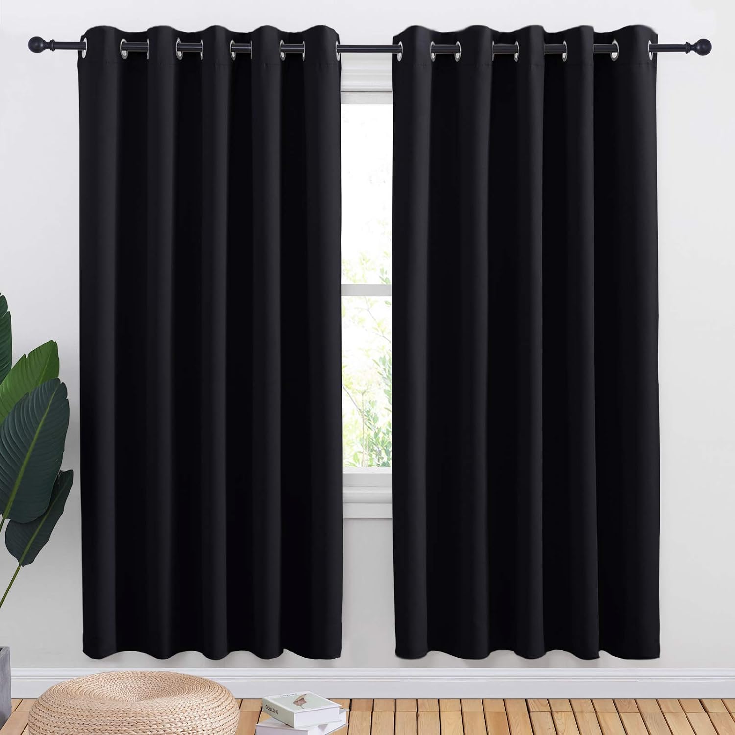 NICETOWN Blackout Draperies Window Curtain Panels, Autumn/Winter Thermal Insulated Solid Grommet Blackout Curtains/Drapes for Cafe (Set…