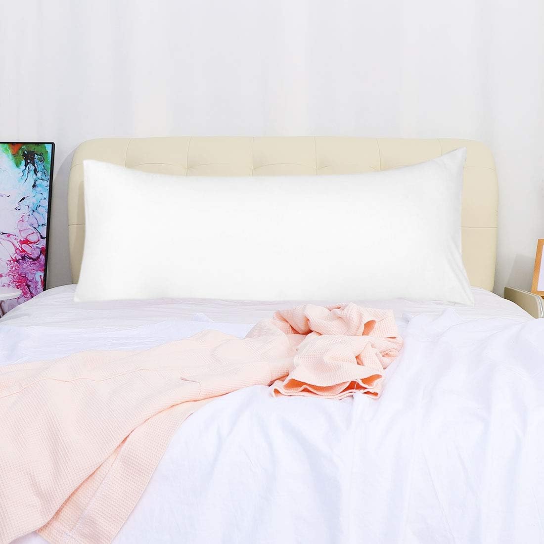 uxcell Body Pillow Cover, 20x60 Inch Snow White Silky Satin Body Pillowcases for Hair and Skin, Soft Cooling Smooth Pillow Case with…
