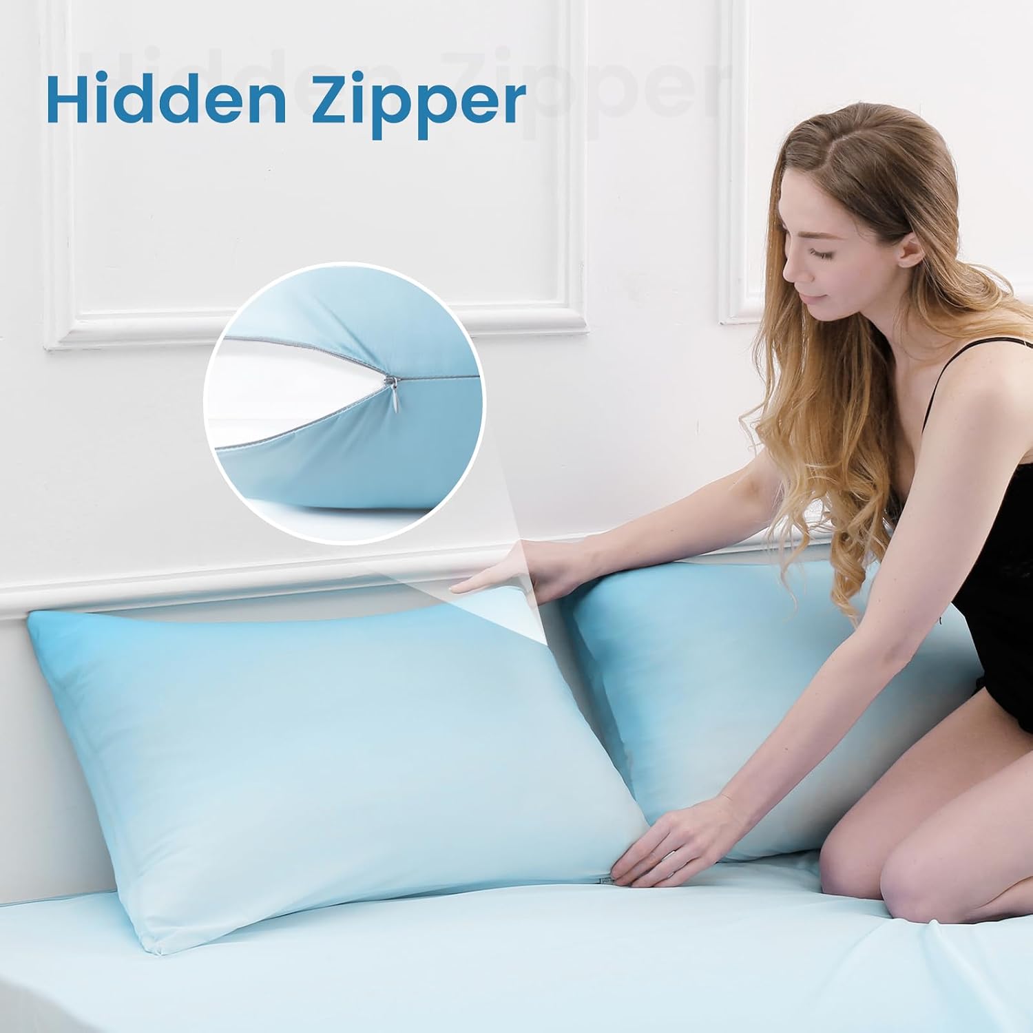 Luxear Cooling Pillow Cases, 2 Pack Arc-Chill Q-max>0.5 Gradient Cool Pillowcases for Hair Skin Hot Sleepers, Silky Soft, Machine Washable…