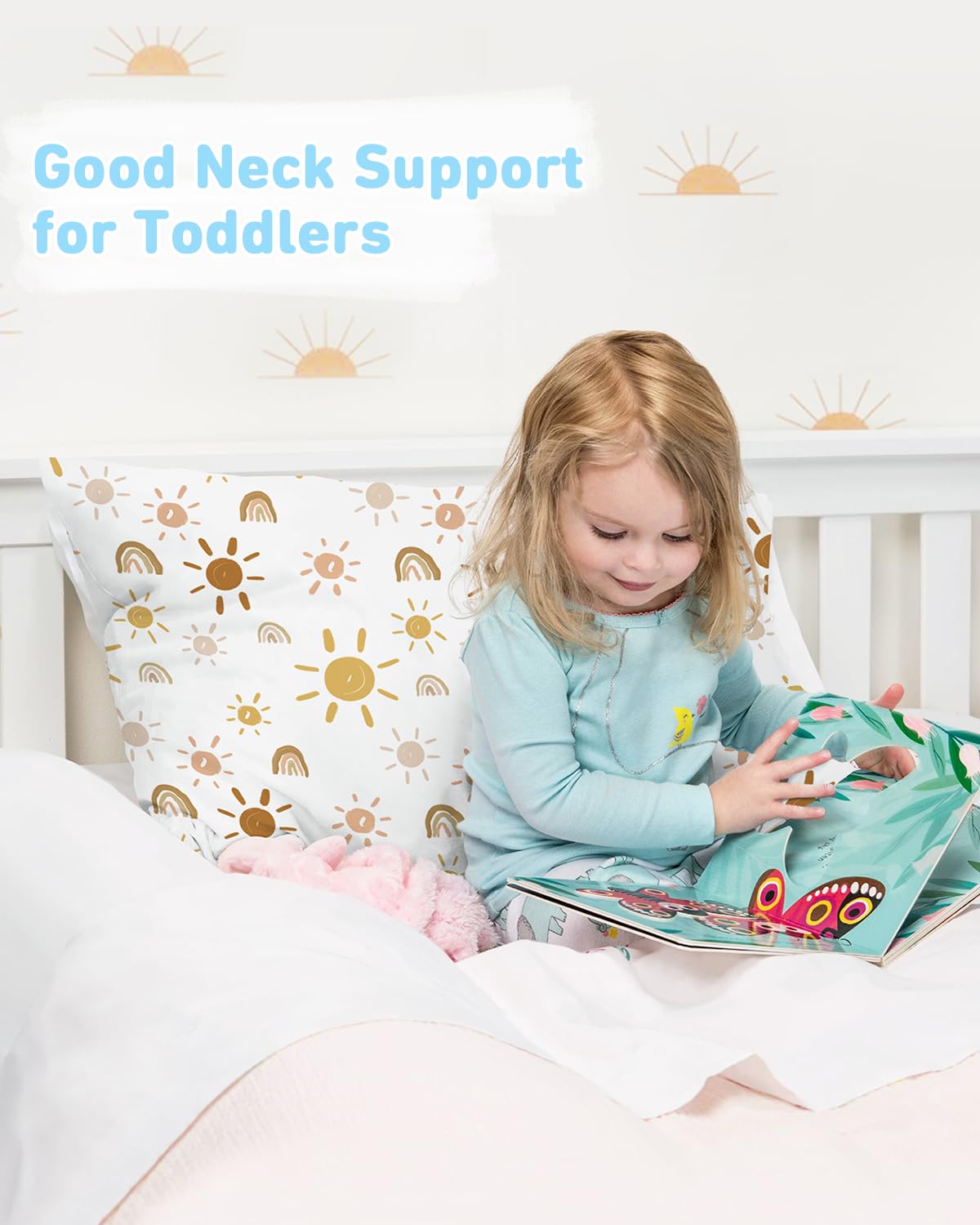 Babebay 2-Pack Toddler Pillow,13X18 Cotton Toddler Pillows for Sleeping, Machine Washable Kids Pillows with Pillowcase, Perfect for…