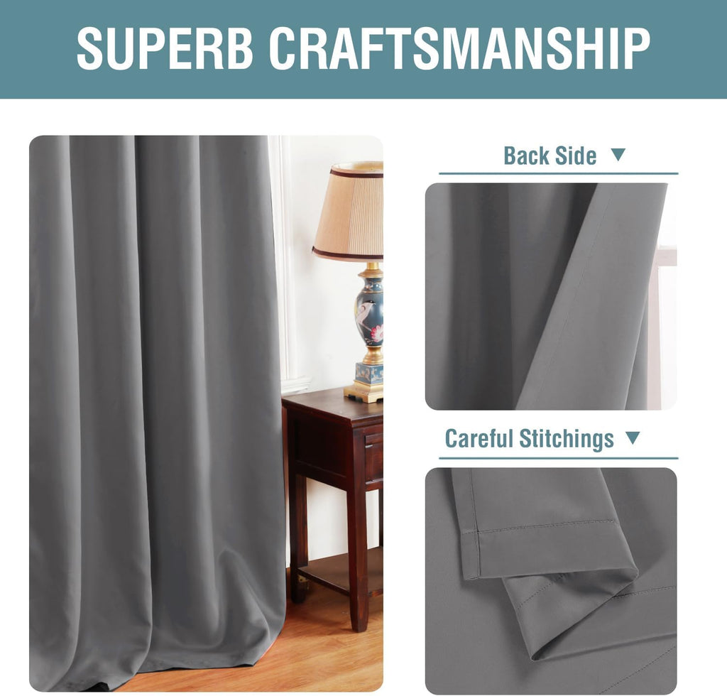 H.VERSAILTEX Blackout Curtain for Living Room Thermal Insulated Window Treatment Curtain 54 inch Length Energy Saving Solid Gro…