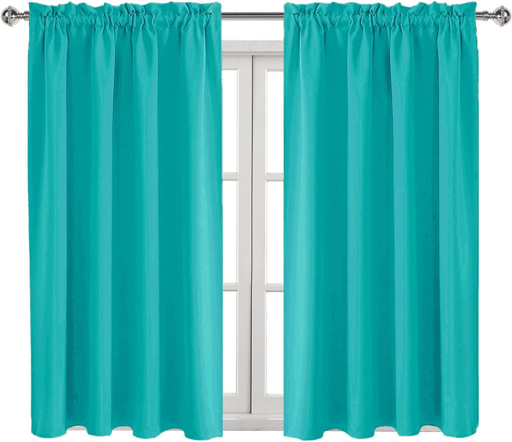 DWCN Blackout Curtains for Living Room Thermal Insulated, Energy Saving & Noise Reducing Bedroom Curtains, Peacock Blue, W 52x L 45 Inch…