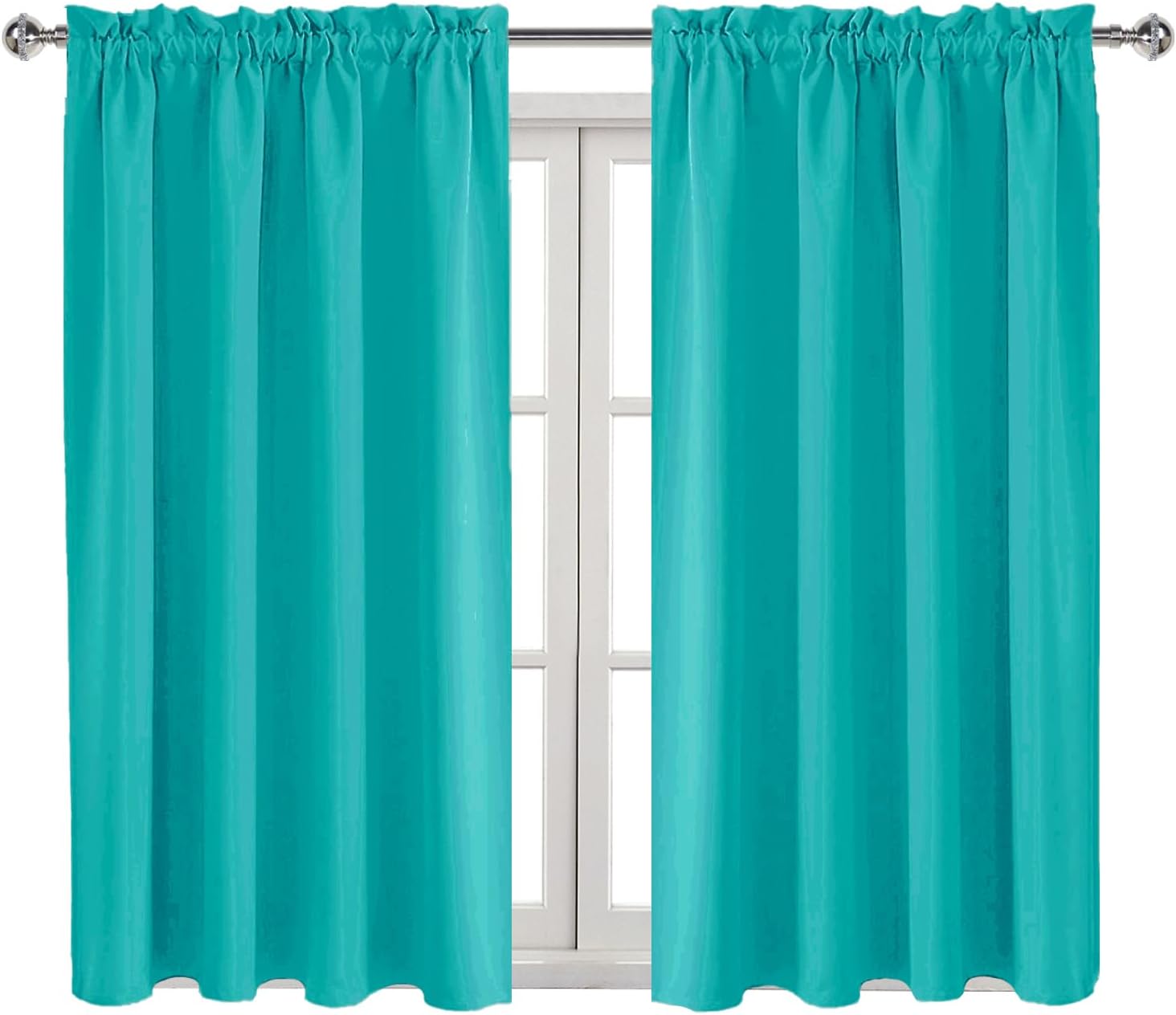DWCN Blackout Curtains for Living Room Thermal Insulated, Energy Saving & Noise Reducing Bedroom Curtains, Peacock Blue, W 52x L 45 Inch…