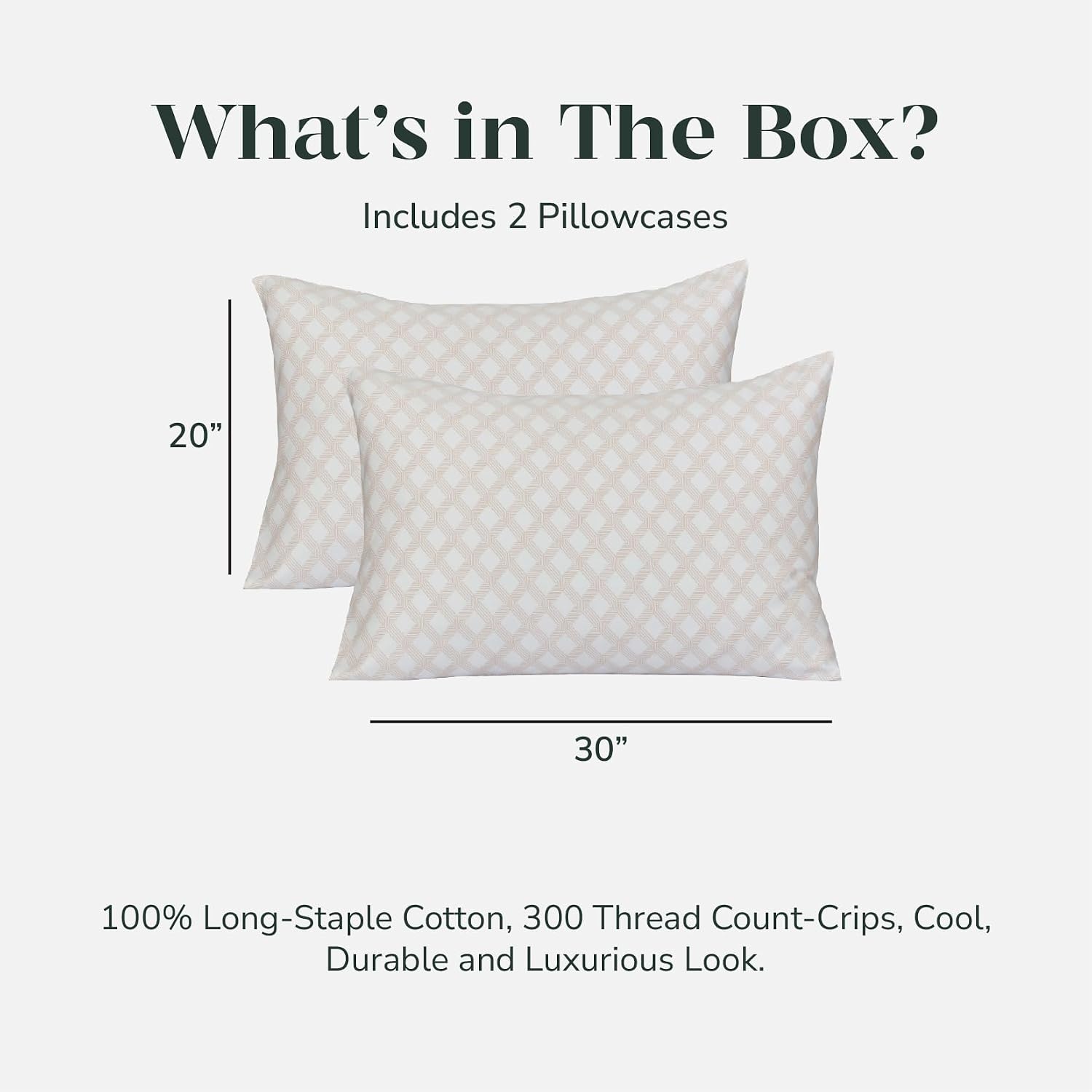 Feather & Stitch 300 TC 100% Cotton Standard Size Pillowcases 2 piece, Ultra Soft Set of 2 Sateen Weave Pillow Covers with Envelope…