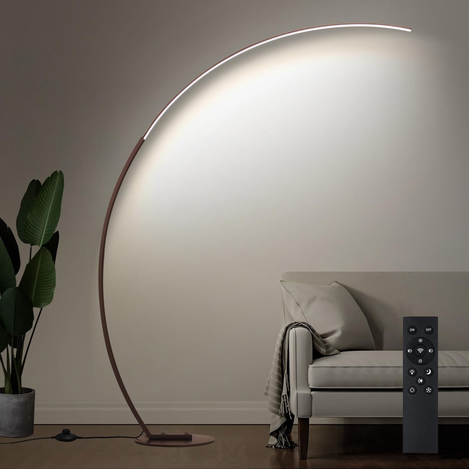 Dimmable LED Floor Lamp with 3 Color Temperatures, Ultra Bright 2000LM Brown Arc Floor Lamps for Living Room, Modern Standing Tall Lamp…