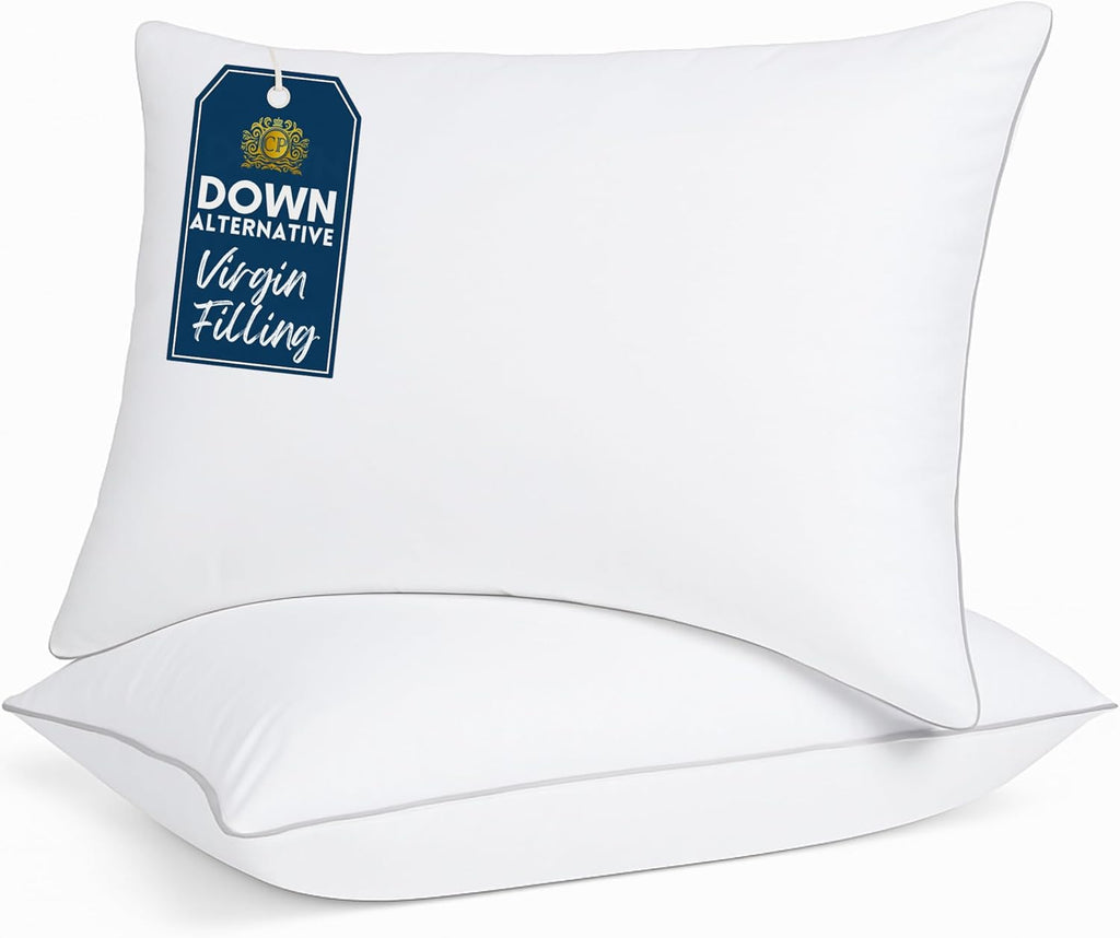 CasaPlatino Casa Platino Standard Pillows Set of 2 - Cozy Soft & Firm Bed Pillow for Side Sleepers & Back Sleepers - Down Alternative Pillo…