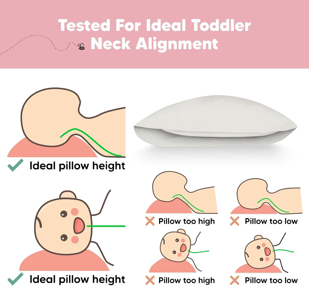 Toddler Pillow with Pillowcase - 13x18 My Little Dreamy Kids Travel Bed Pillows for Sleeping, Organic Cotton Small Pillowcase, Soft &…