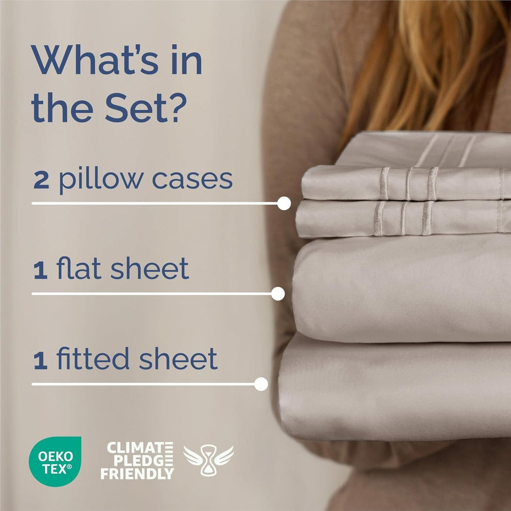King Size 4 Piece Sheet Set - Comfy Breathable & Cooling Sheets - Hotel Luxury Bed Sheets for Women and Men - Deep Pockets, Easy-Fit…