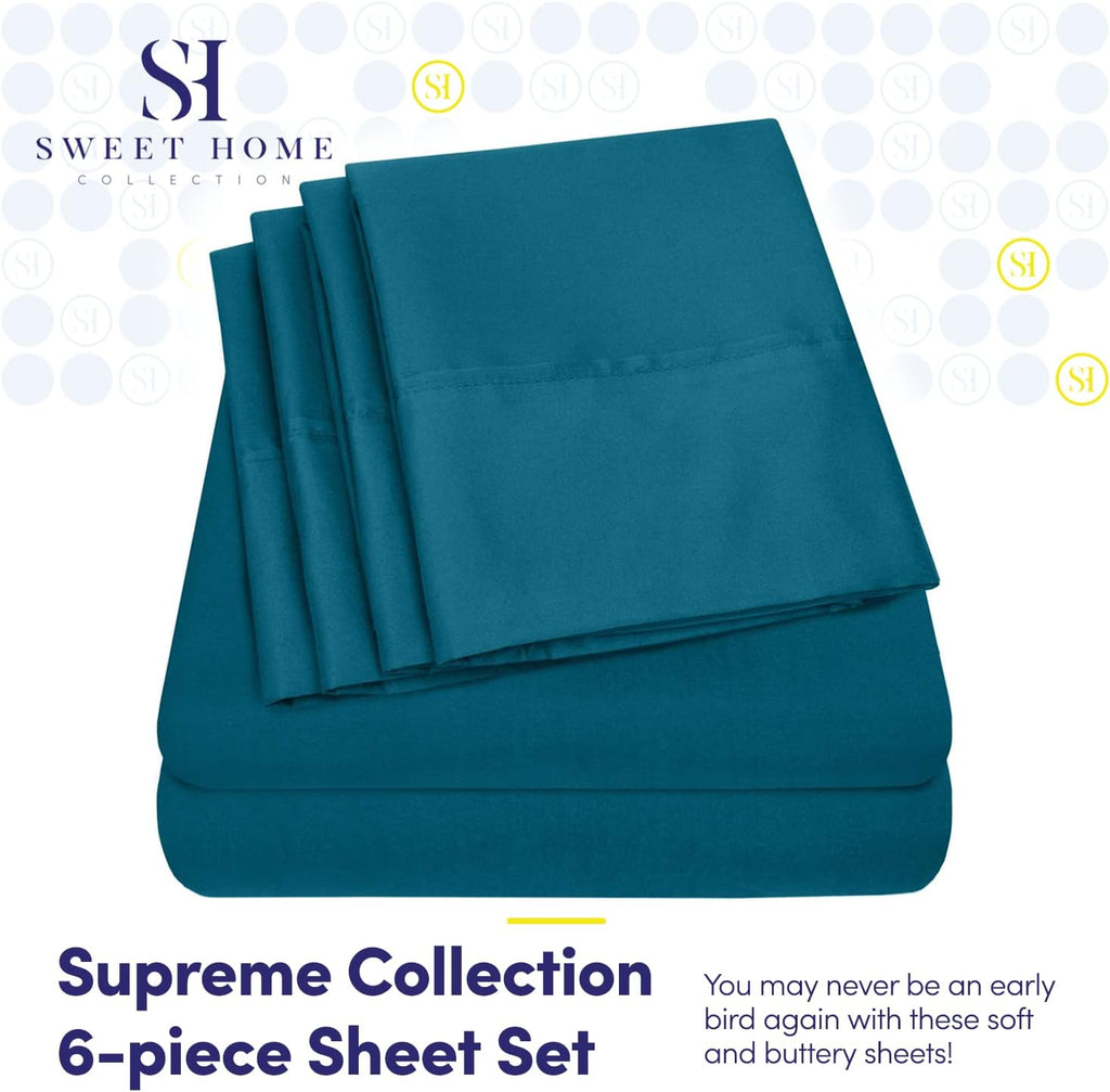 Full Size Bed Sheets - 6 Piece 1500 Supreme Collection Fine Brushed Microfiber Deep Pocket Full Sheet Set Bedding - 2 Extra Pillow Cases…