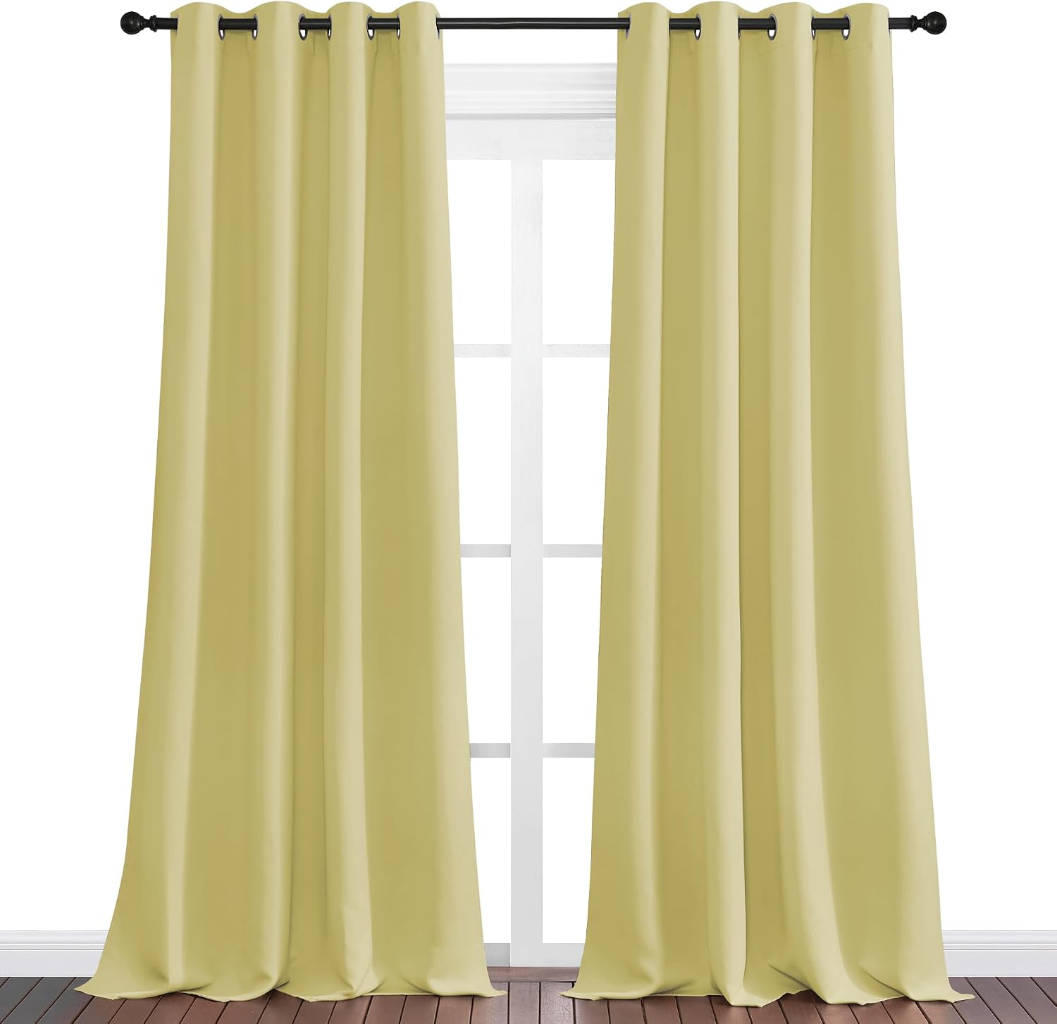 Nicetown Paler Yellow Blackout Curtains 96" Long for Office, 55" Wide, 2 Pieces, Dining Room, Guest Room, Sound Reducing Heat and Cold Bloc…
