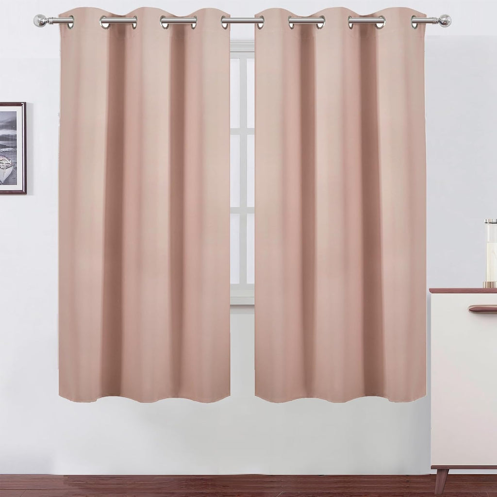 Lemomo Blush Thermal Blackout Curtains/42 x 72 Inch/Set of 2 Panels Room Darkening Curtains for Bedroom 72 Inch silver