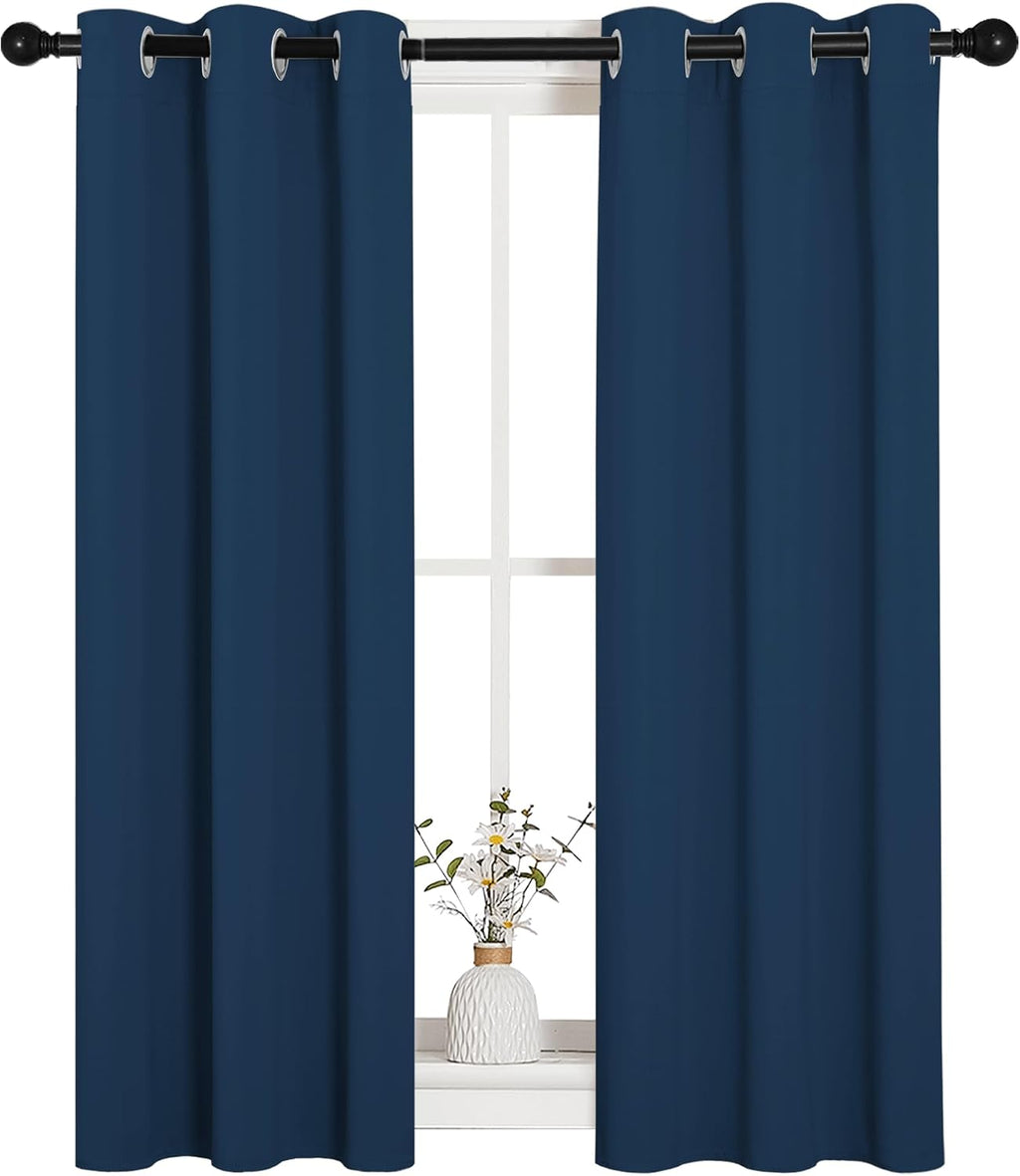 NICETOWN Window Curtain Panels, Thermal Insulated Solid Grommet Blackout Draperies/Drapes for Basement (Moroccan Blue, 1 Pair, 29 by…