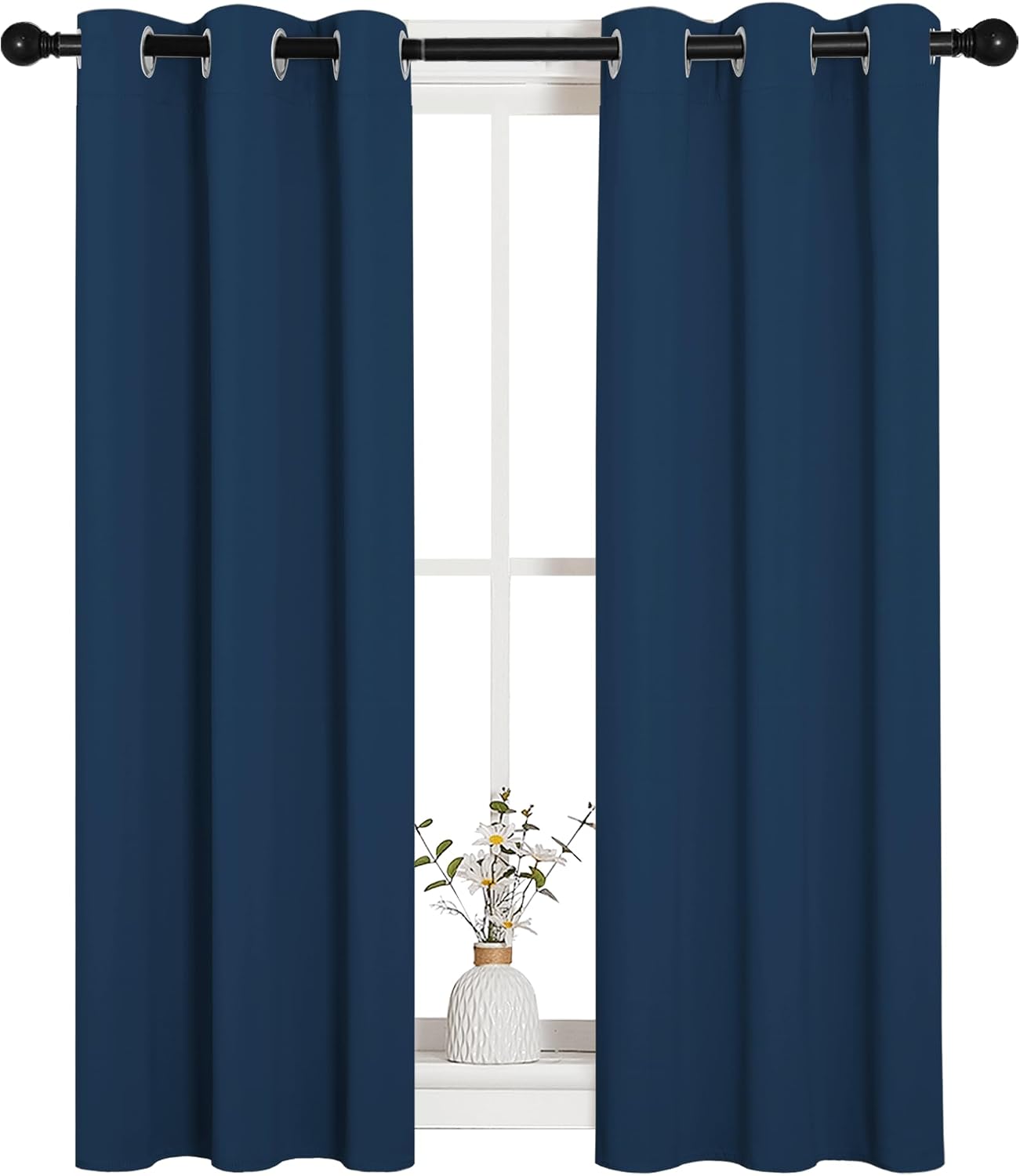 NICETOWN Window Curtain Panels, Thermal Insulated Solid Grommet Blackout Draperies/Drapes for Basement (Moroccan Blue, 1 Pair, 29 by…