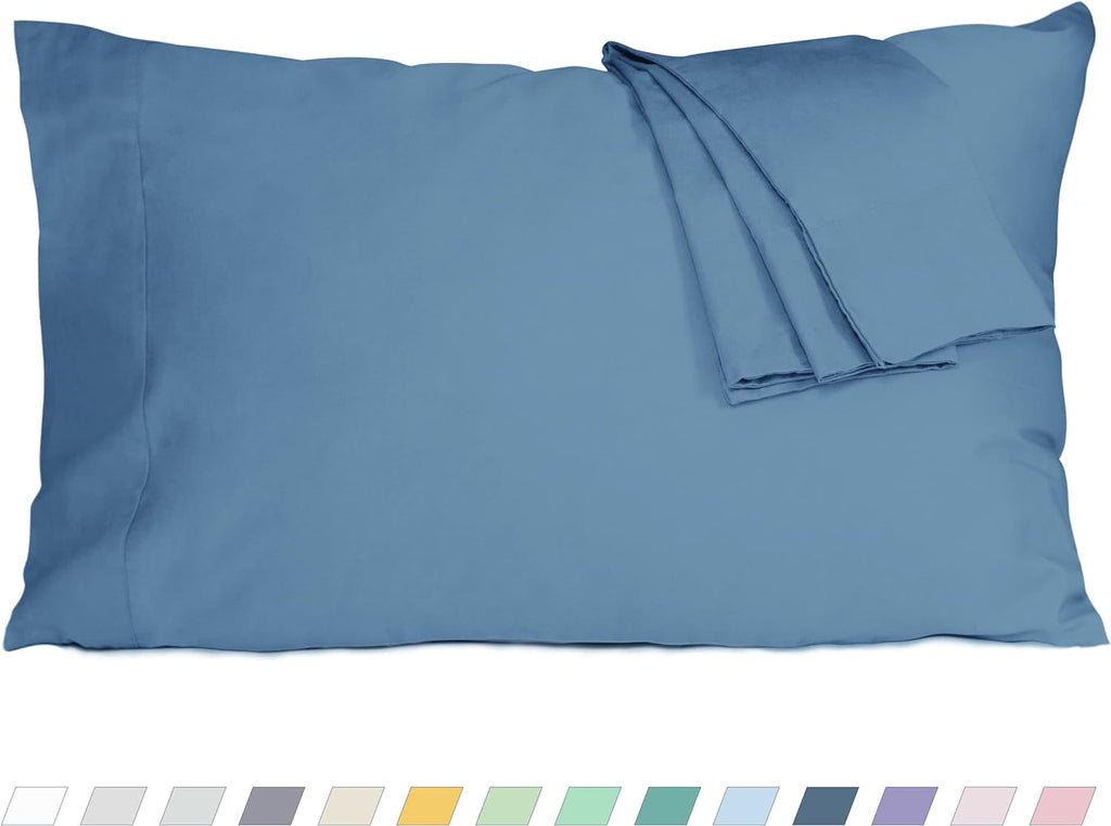 Homtec Pillow Cases, Standard Queen Size Cotton Percale Weave Pillowcases, Pre-Shrunk Breathable and Hypoallergenic Pillowcases, Set of 2 (…