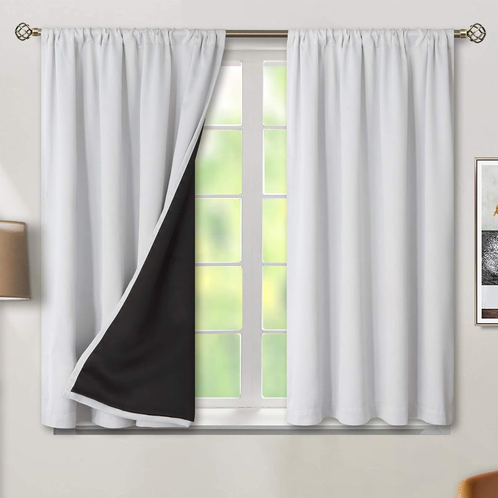BGment Blackout Curtains for Bedroom 54 Inch Length, Rod Pocket 100% Blackout Curtains with Thermal Liner Darkening Curtains for Living…