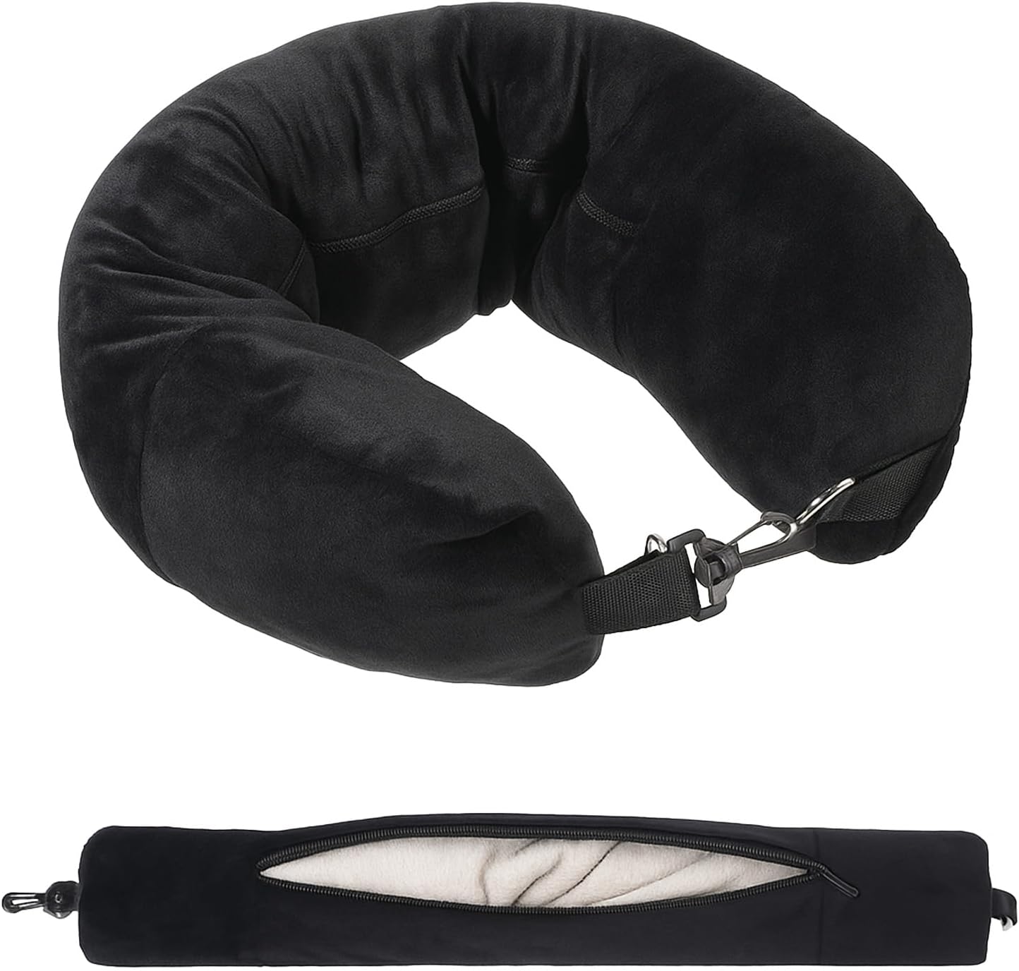 Stuffable Neck Pillow for Travel Adjustable Stuffable Neck Pillow for Airplanes Pillows Stuffed with Clothes Storage No Filler Storage…