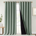 Nicetown Greyish Green 100% Blackout Curtains for Windows, Super Heavy-Duty Black Lined Total Darkness Drapes for Bedroom, Privacy Assured…
