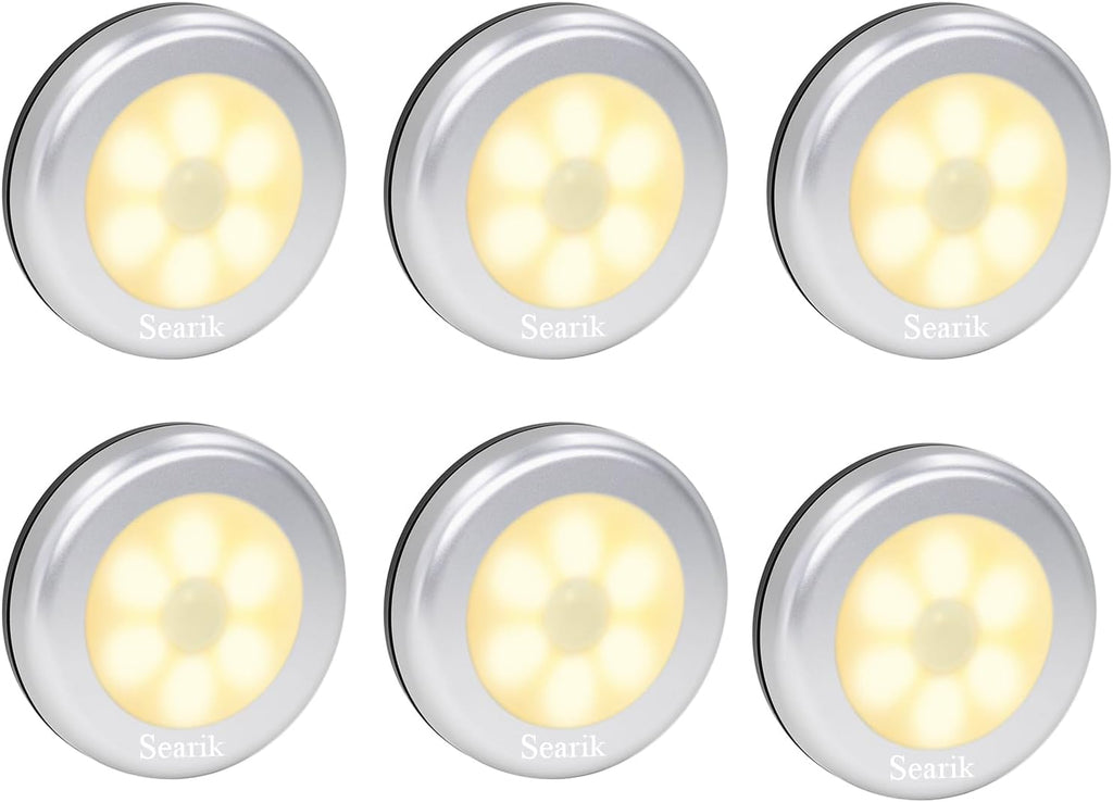 6 Pcs Motion Sensor Night Light Indoor, Cordless Battery Operated LED Night Light Step Lights Wireless Under Cabinet Lighting Safety Lamp…