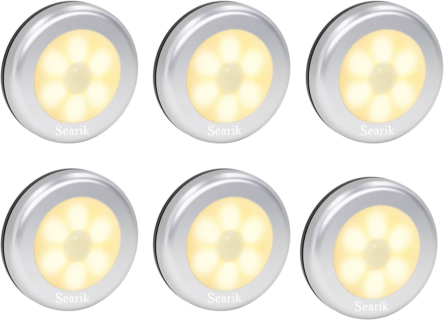 6 Pcs Motion Sensor Night Light Indoor, Cordless Battery Operated LED Night Light Step Lights Wireless Under Cabinet Lighting Safety Lamp…
