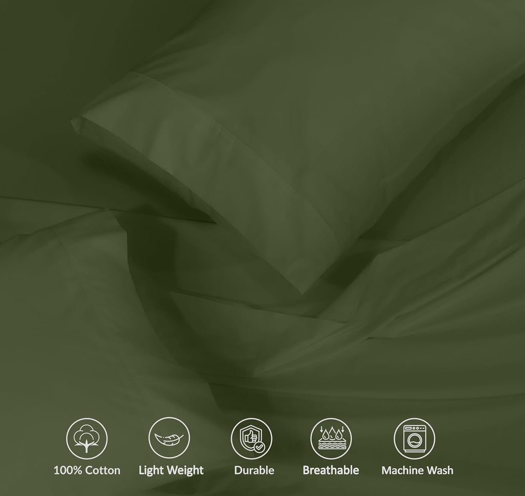 Ruvanti 100% Cotton Percale Sheets Full Size – Crisp Cooling Bed Sheets for Hot Sleepers, Deep Pocket 16”, Soft Breathable & Durable Hotel-…