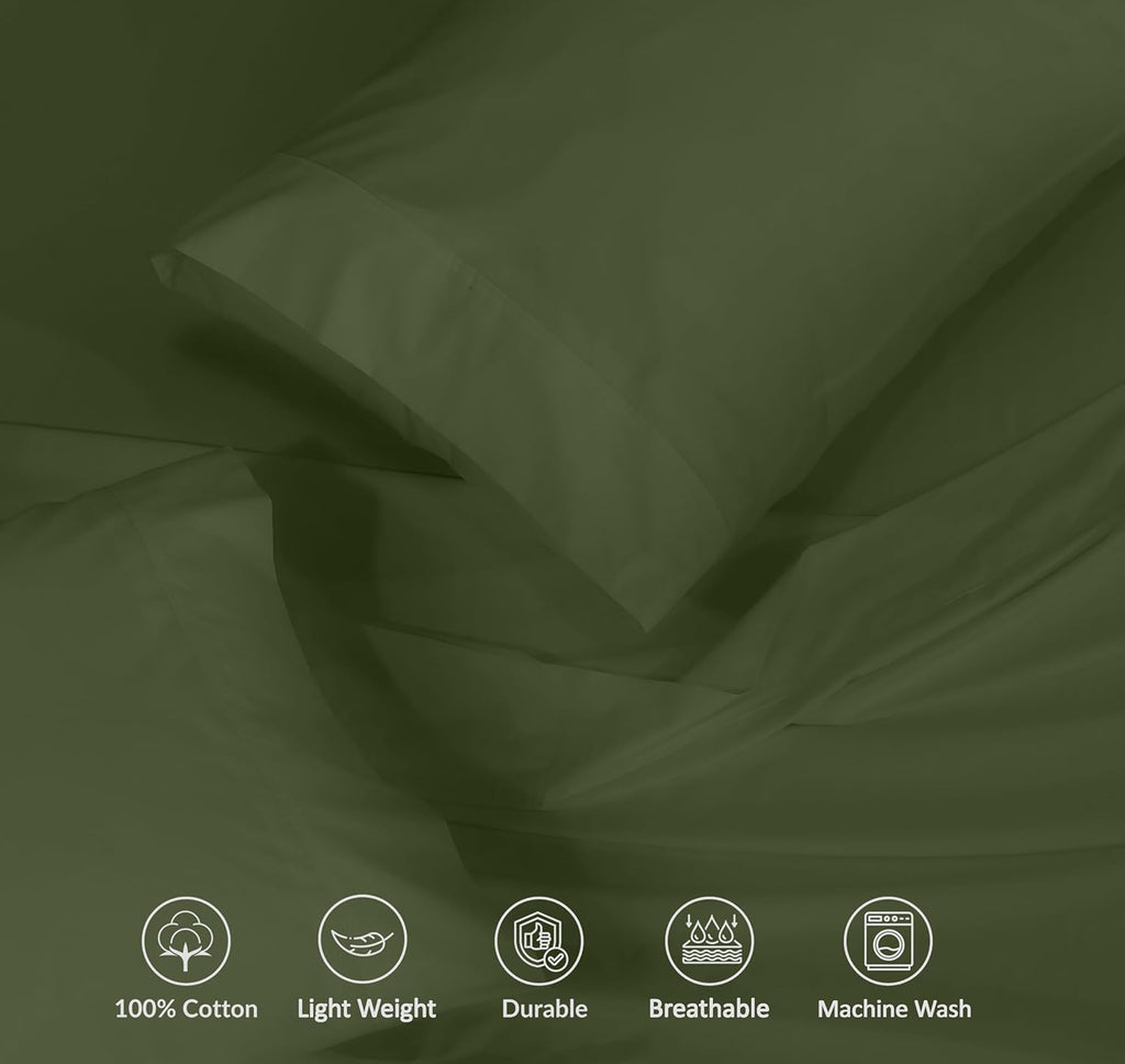 Ruvanti 100% Cotton Percale Sheets California King Size – Crisp Cooling Bed Sheets for Hot Sleepers, Deep Pocket 14”, Soft Breathable & Dur…