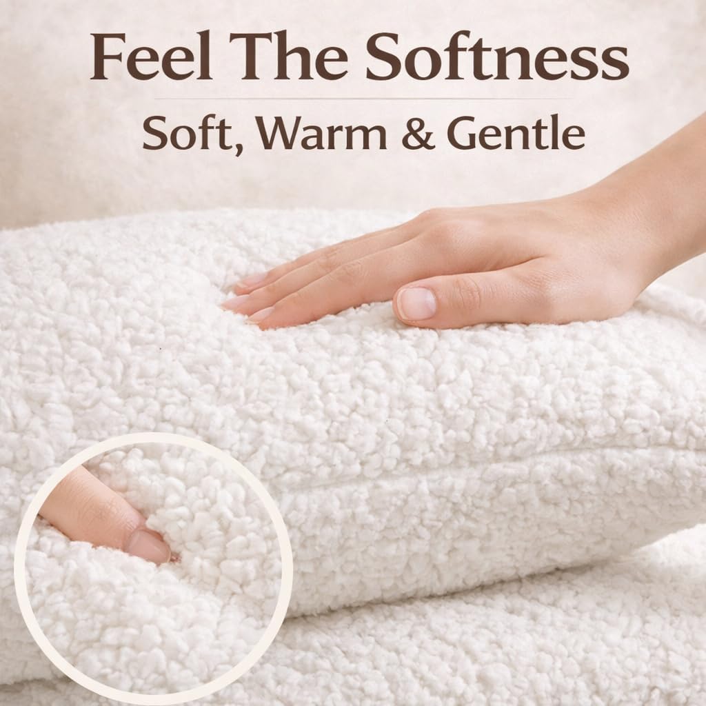 Reafort Ultra Soft Sherpa Pillowcases Set of 2 – Fluffy Cozy Fleece Standard 20" x 26", Warm Plush Covers with Smooth Zipper, Machine Washa…