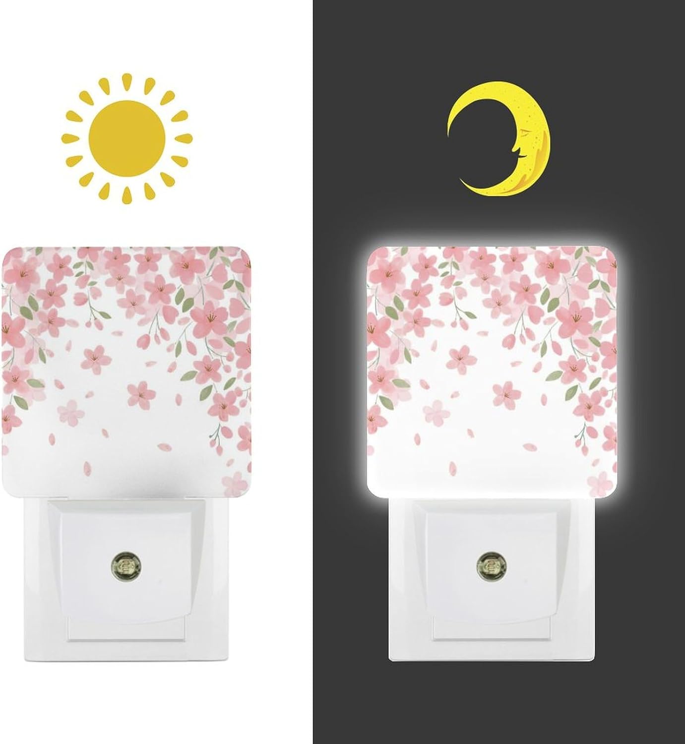 YKJAHSD Falling Flowers Night Light, Plug into Wall Decor Nightlights for Bedroom, Bathroom, Hallway, Kitchen, with Dusk to Dawn Lig…