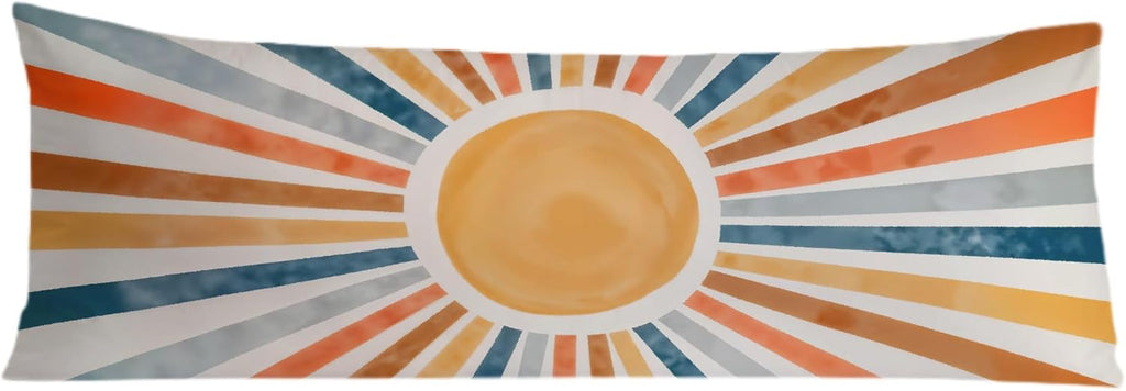 Boho Abstract Colorful Sun Body Pillow Covers 20x54, Boho Room Decor, Retro Mid Century Modern Sunrise Sunset Long Body Pillow Case Cover…
