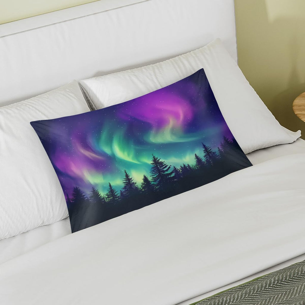Satin Pillowcase for Hair and Skin, Queen Size Northern Light Aurora Decorative Pillow Sham with Envelope Closure Pillow Cover for…