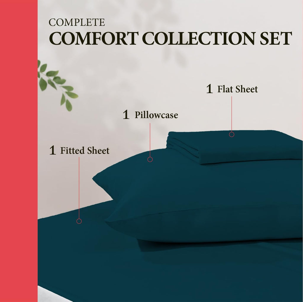 AshtonSheets 100% Egyptian Cotton Twin XL Bed Sheets Set - Luxury 600 Series Refined Collection Sheet for Twin XL Size Bed (3 PC, Teal), So…