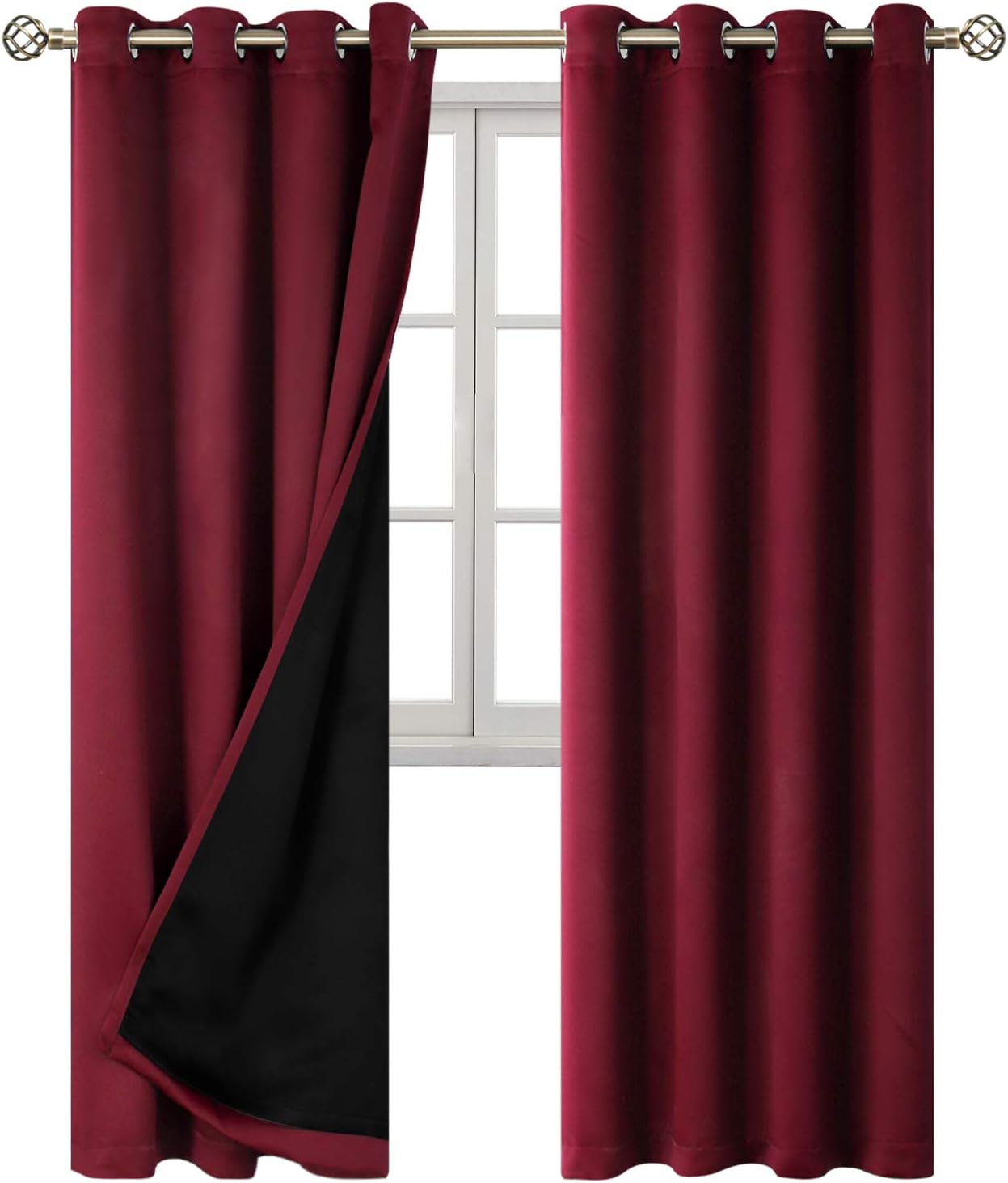 BGment Thermal Insulated 100% Blackout Curtains for Bedroom with Black Liner, Double Layer Full Room Darkening Noise Reducing Grommet Curta…
