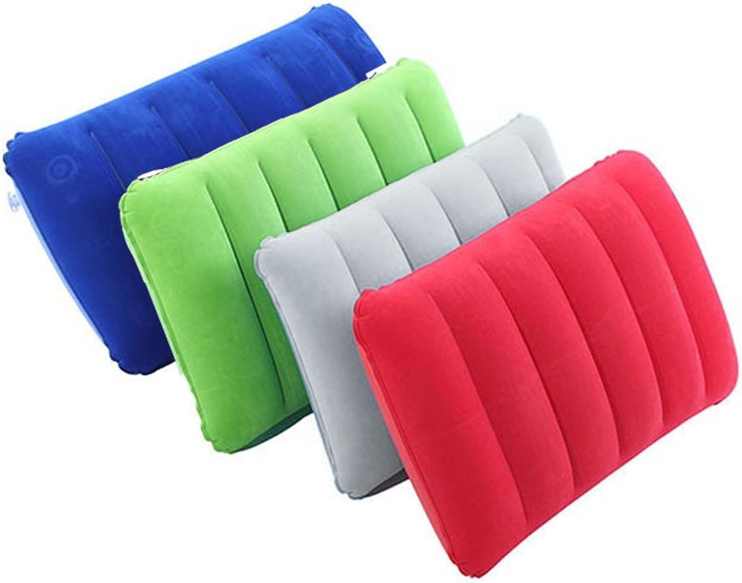 4Pack Ultralight Inflatable Travel Pillow, Small Squared Flocked Fabric Air Pillow for Traveling, Holiday Trip, Hiking…