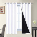 Yakamok White 100% Blackout Curtains, 2 Thick Layers Full Light Blocking Thermal Insulated Drapes with Black Liner for Bedroom(52Wx63L, Pur…