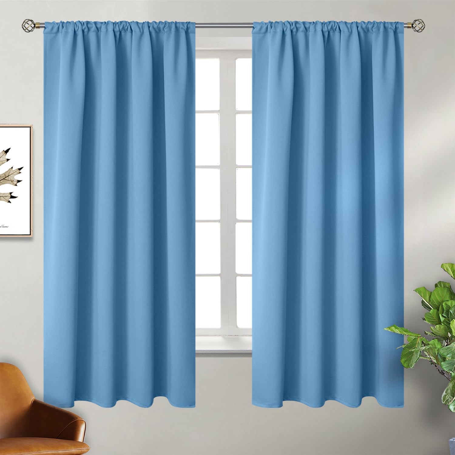 BGment Rod Pocket and Back Tab Curtains for Bedroom - Thermal Insulated Room Darkening Curtains for Living Room, 2 Window Curtain Panels (4…