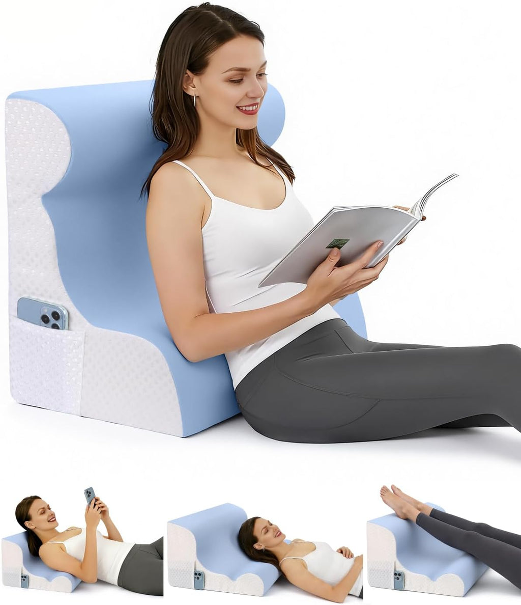 Reading Pillow for Sitting in Bed, Back Pillow for Sitting Up & Bed Wedge Pillow for Sleeping, Lumbar Rest & Neck Support Bed Pillows…