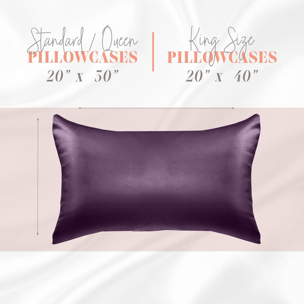Elegantcomfort Elegant Comfort Silky and Luxurious 2-Piece Satin Pillowcase Set for Healthier Skin and Hair, Hidden Zipper Closure and Beau…