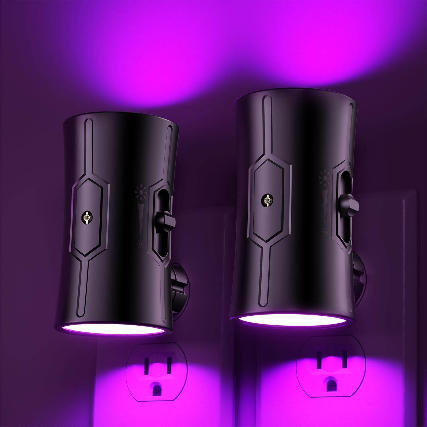 Sujeet Purple Night Light, Plug in Wall Light with Sensor, Adjustable Brightness, Dimmable Night Light Decorative for Christmas, Holiday, H…