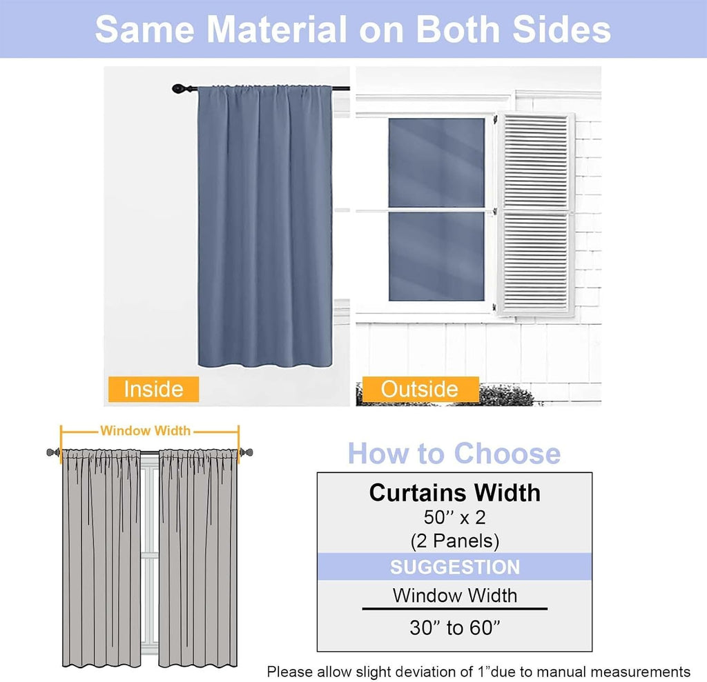 Simplebrand Ava Denim Blackout Curtains for Bedroom 90 Inches Long 2 Panels Set, Solid Privacy Energy Saving Living Room Window Treatment C…