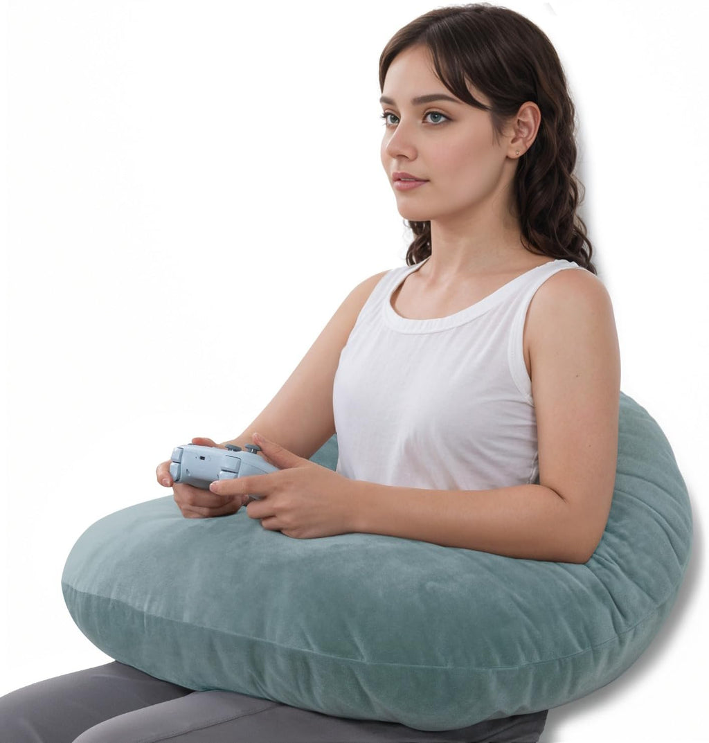 QUEEN ROSE Reading Pillow, Gaming Pillow for Lap, Sitting in Bed or Sofa, Extra Arm Rest for Reading, Playing or Crocheting, Soft Velvet…