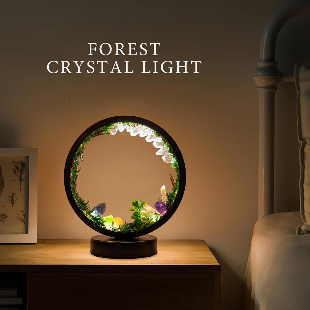 Runyangshi Forest Style Bedroom Night Light USB Port 3 Colours Dimming Mode Bedside Lamp Natural Clear Quartz Single Crystal Healing Crysta…